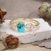 1 Carat Oval Cut 4 Prong Classic Turquoise Nature Inspired Engagement Ring